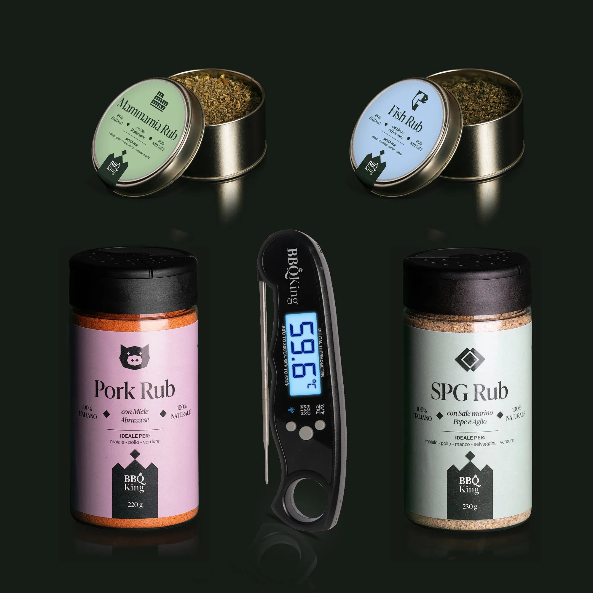 Kit esclusivo 4 Rubs + Termometro Digitale